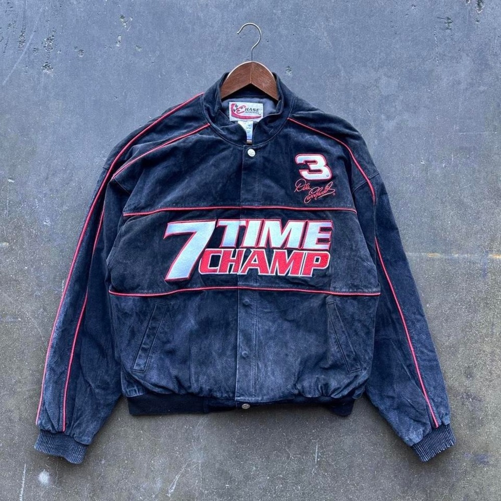 Vintage Dale Earnhardt 7 Time Champ Suede Leather NASCAR Jacket Sz XL - Picture 1 of 6
